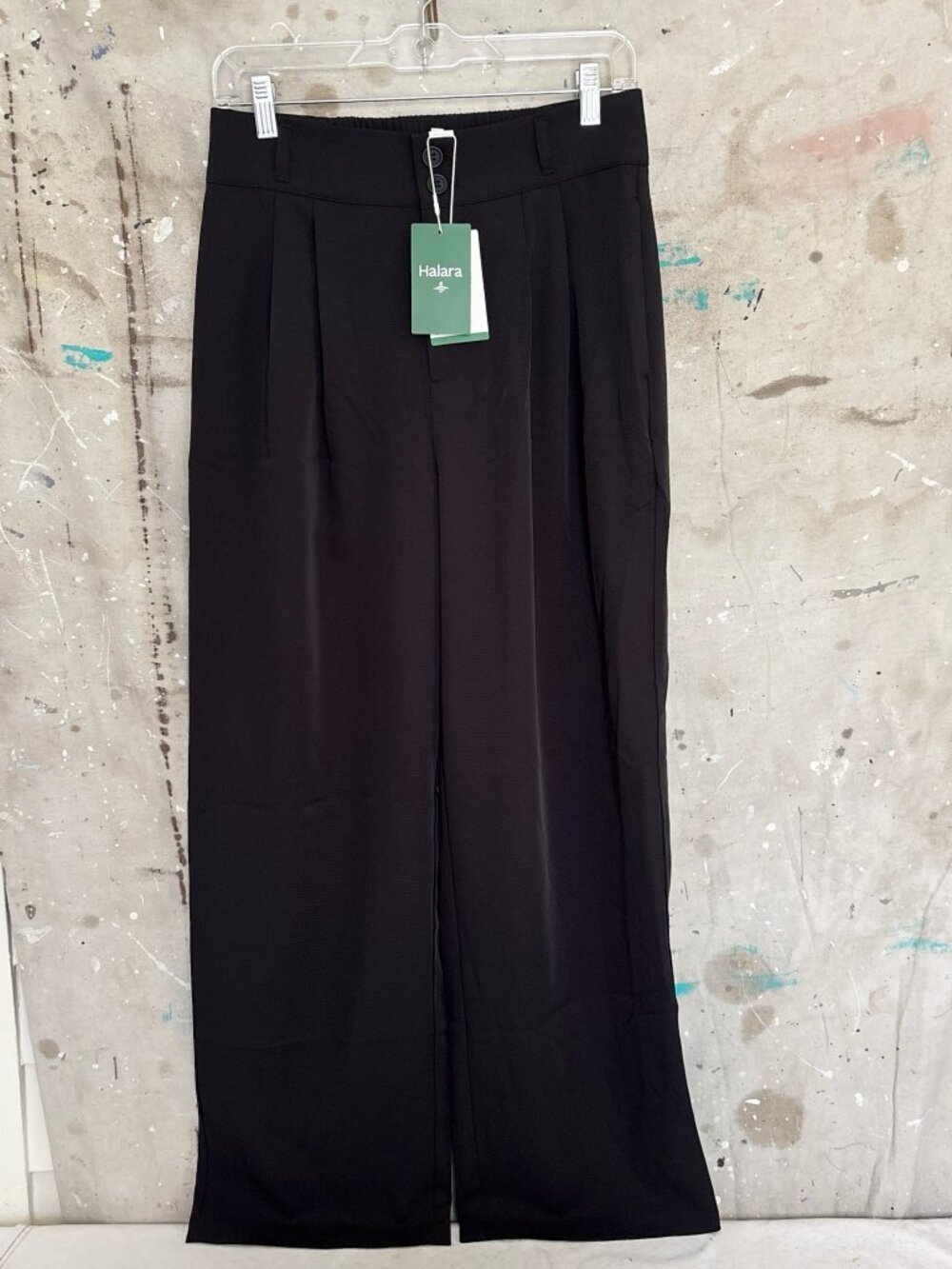 Halara High Waisted Pleated 7/8 Linen-Feel Work Wide Leg Pants with Pockets